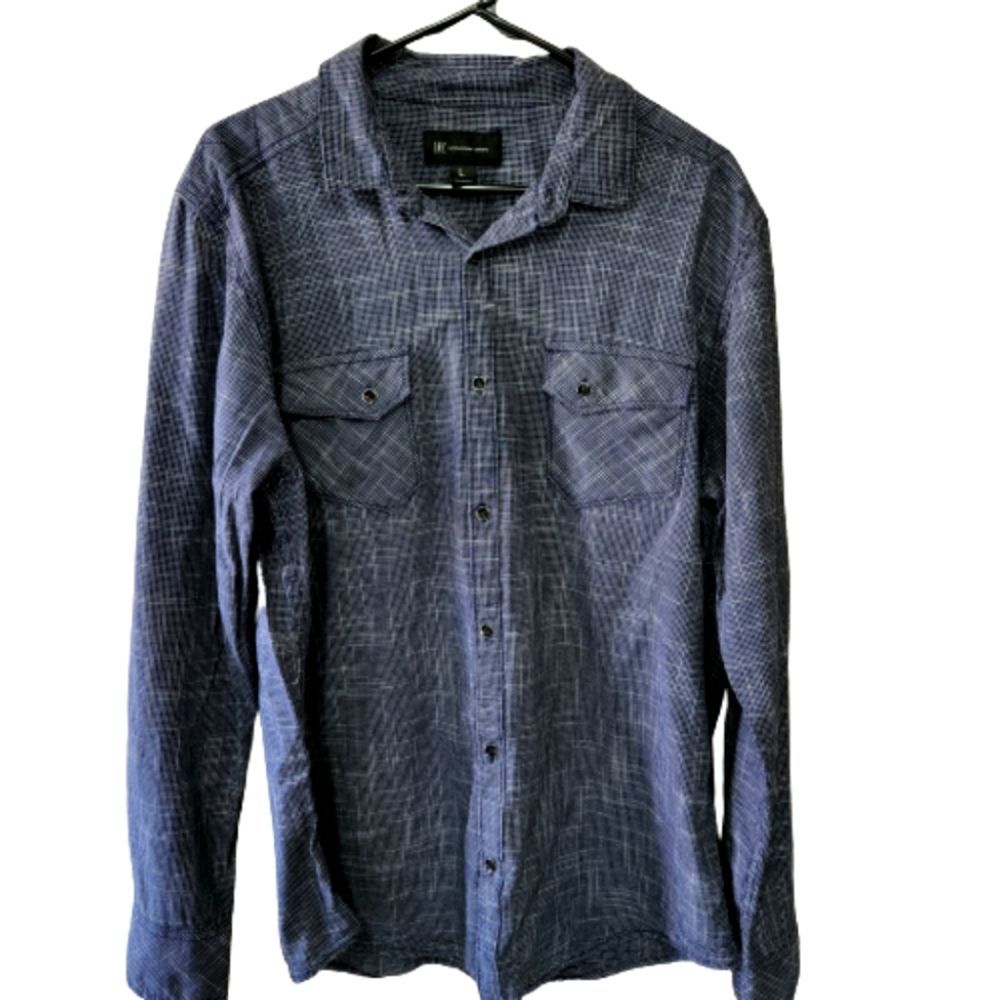 Men's International Concept Blue Long Sleeve button up Size large
